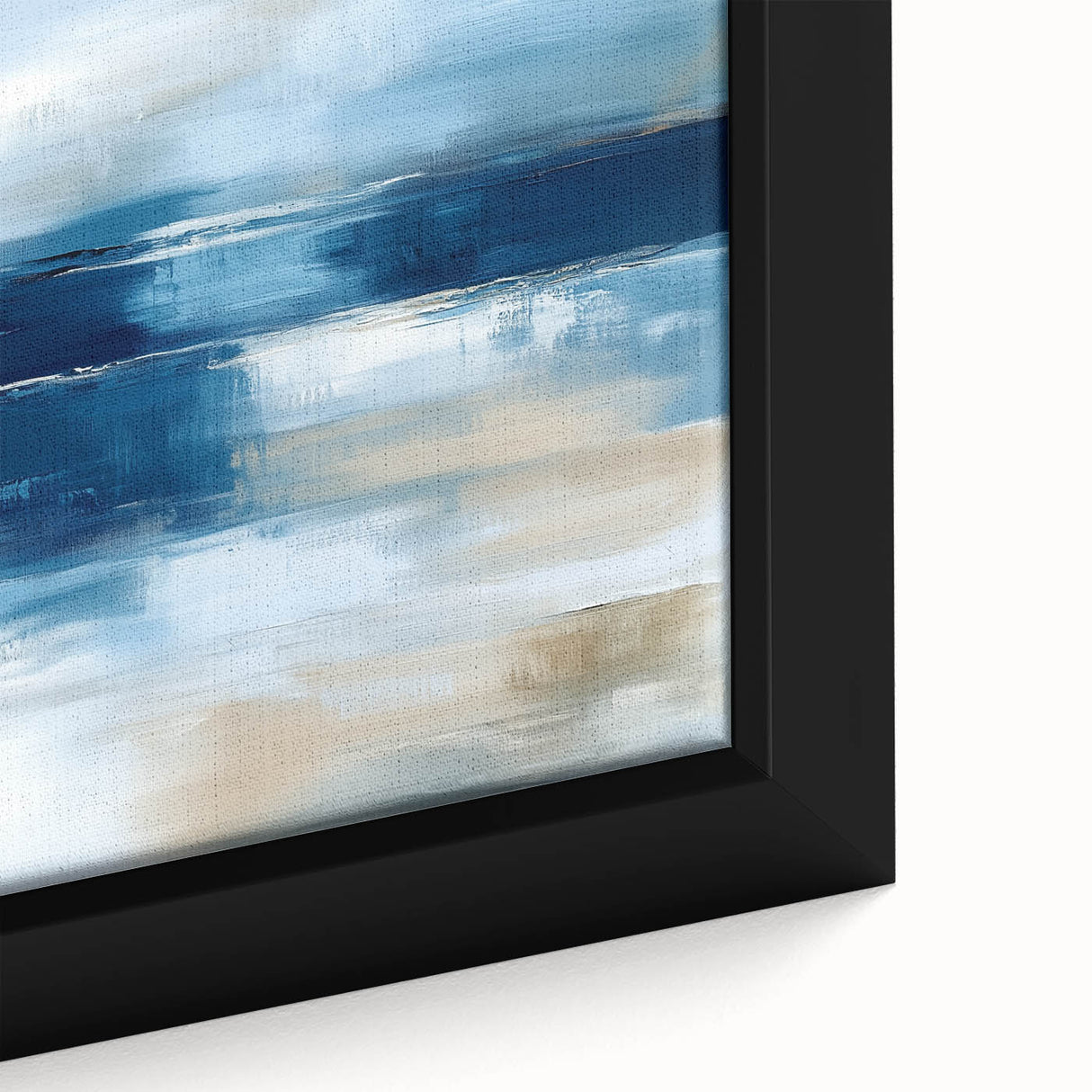 Large Abstract Wall Art – Coastal Blue and Beige Horizontal Canvas