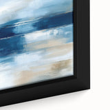 Large Abstract Wall Art – Coastal Blue and Beige Horizontal Canvas