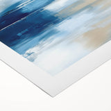 Large Abstract Wall Art – Coastal Blue and Beige Horizontal Canvas