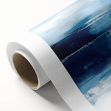 Large Abstract Wall Art – Coastal Blue and Beige Horizontal Canvas