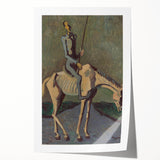 Abstract Modern Wall Art - Don Quixote on Horseback in Earthy Tones