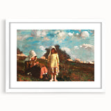 Realism Pastoral Scene - Two Girls in a Field by Homer