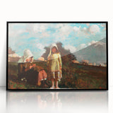 Realism Pastoral Scene - Two Girls in a Field by Homer