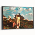 Realism Pastoral Scene - Two Girls in a Field by Homer