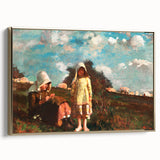 Realism Pastoral Scene - Two Girls in a Field by Homer