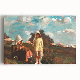 Realism Pastoral Scene - Two Girls in a Field by Homer