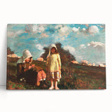 Realism Pastoral Scene - Two Girls in a Field by Homer