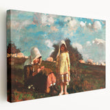 Realism Pastoral Scene - Two Girls in a Field by Homer