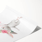 Floating Bunny with Balloons Wall Art - Whimsical Nursery Print