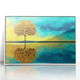 Framed acrylic artwork showcasing an abstract floral design with vibrant colors on a white background, ideal for modern home decor and interior styling.