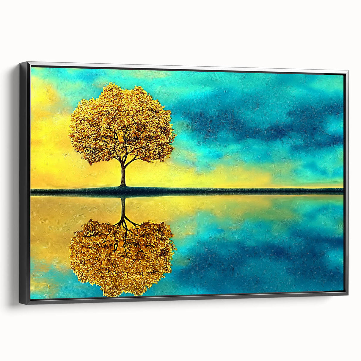 Framed canvas artwork showcasing an abstract floral design with vibrant colors, viewed from the side. Perfect for modern home decor, adding a touch of elegance.