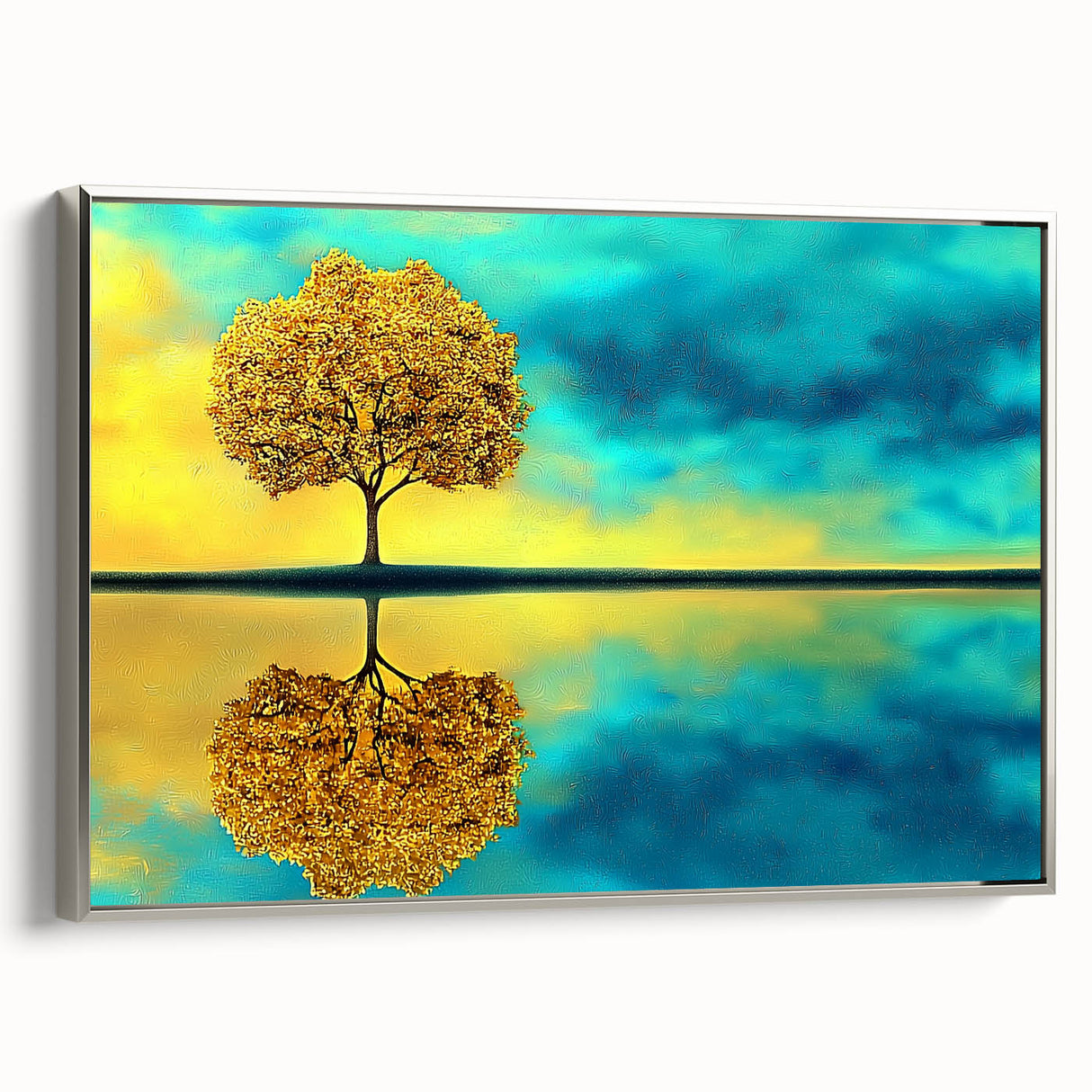Framed abstract floral canvas artwork with a silver frame, showcasing vibrant colors and intricate details, ideal for modern home decor and artistic interiors.