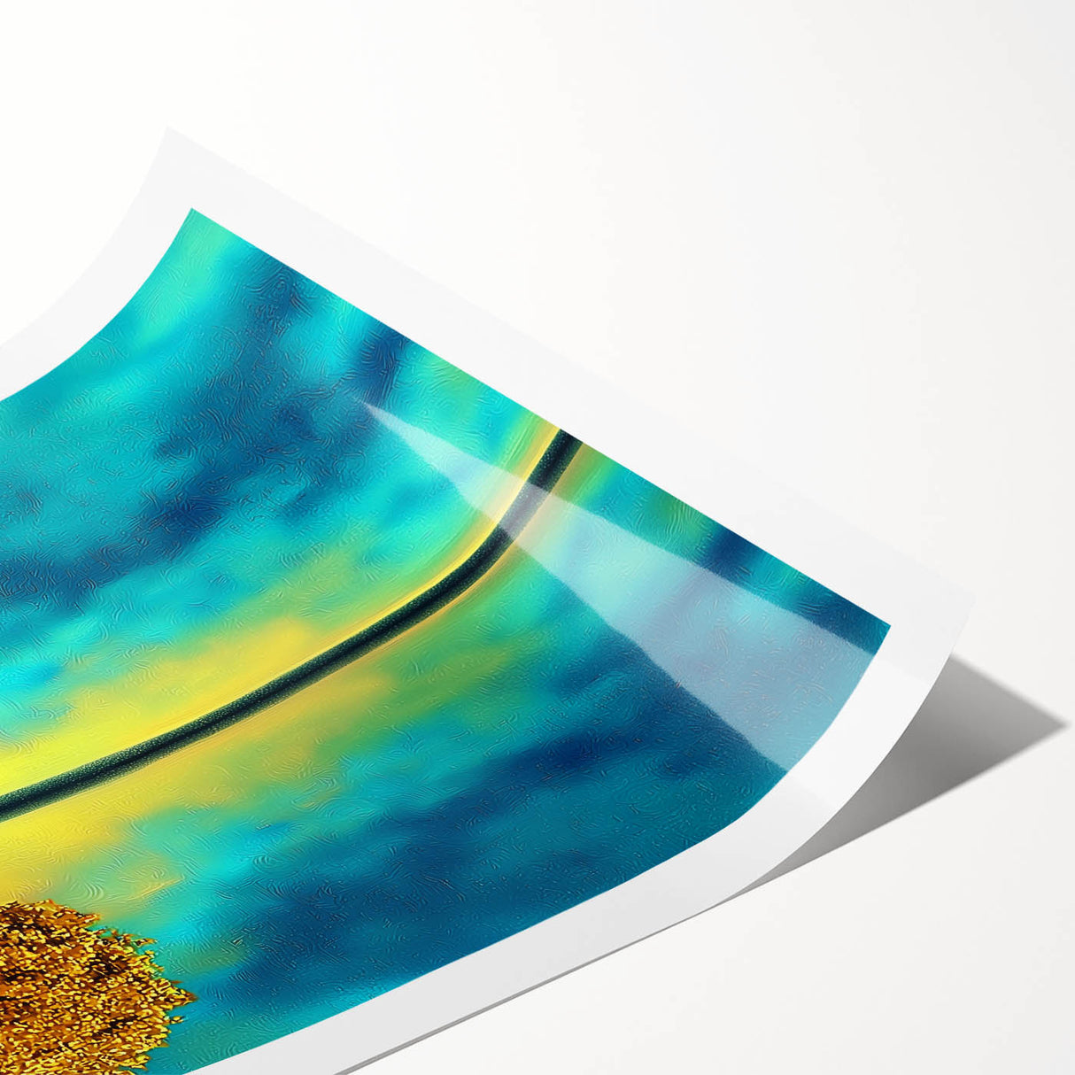 Vibrant abstract floral rolled print showcasing intricate patterns in bold colors, elegantly packaged in a durable cardboard tube, ideal for home decor.
