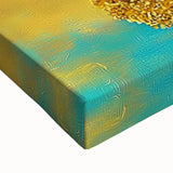Close-up of a stretched canvas showcasing vibrant abstract floral designs in rich colors, perfect for modern home decor. Ideal for adding a touch of elegance and creativity to any space.