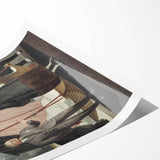 Vintage Modern Wall Art - Intriguing Scene of Figures in a Bedroom