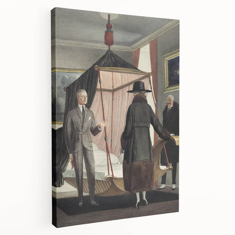 Vintage Modern Wall Art - Intriguing Scene of Figures in a Bedroom