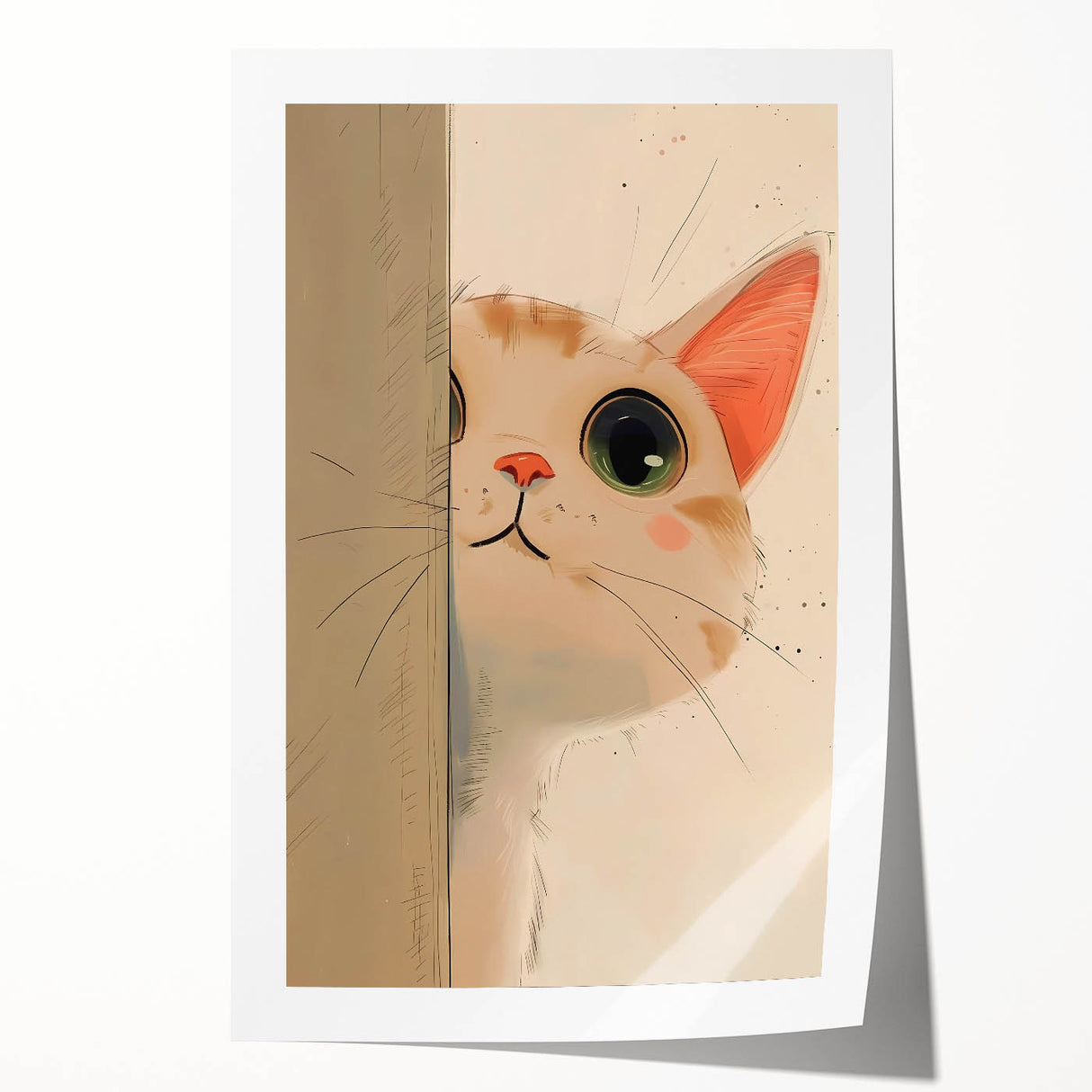 Curious Kitten Girls Room Wall Art - Playful Nursery Cat Print