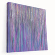 Abstract floral design stretched canvas artwork showcasing vibrant colors and intricate patterns, viewed from the side to highlight its depth and texture. Perfect for modern home decor, this piece adds a touch of elegance and creativity to any space.