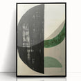 Abstract minimalist wall art featuring a framed acrylic design in black, showcasing geometric patterns on a sleek surface, perfect for modern decor.