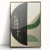 Framed acrylic wall art featuring a minimalist abstract design with gold accents, perfect for modern home decor. Ideal for adding elegance to any space.