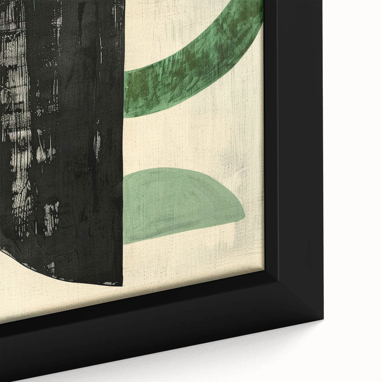 Close-up of a framed abstract minimalist wall art piece showcasing soft pastel tones and geometric shapes, ideal for modern home decor. Perfect for adding a contemporary touch to any room.