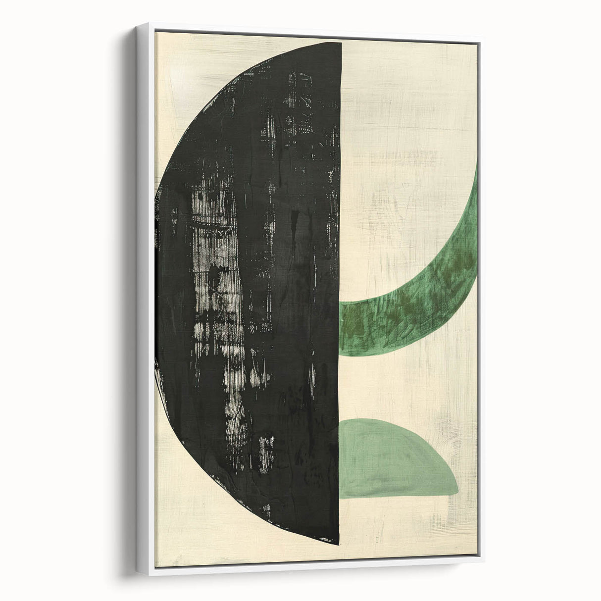 Framed abstract minimalist wall art featuring soft white and gray tones, displayed in a modern setting, perfect for contemporary home decor.