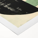 Abstract minimalist wall art on rolled canvas showcasing soft pastel colors and geometric shapes, perfect for modern home decor, packaged securely in a cardboard tube.