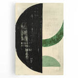 Abstract minimalist wall art on a stretched canvas displaying soft pastel colors and geometric shapes, perfect for modern home decor, adding a touch of elegance.