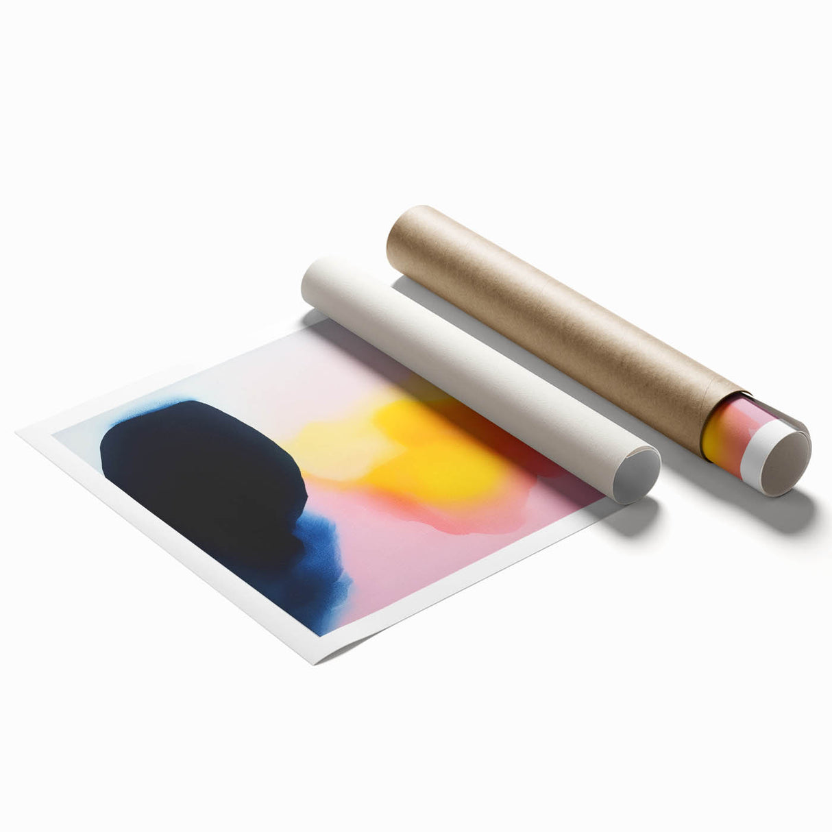 Abstract Art Prints – Soft Yellow and Pink Gradient Modern Canvas