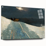 Realism Winter Landscape Art Print - Sleigh Ride by Winslow Homer
