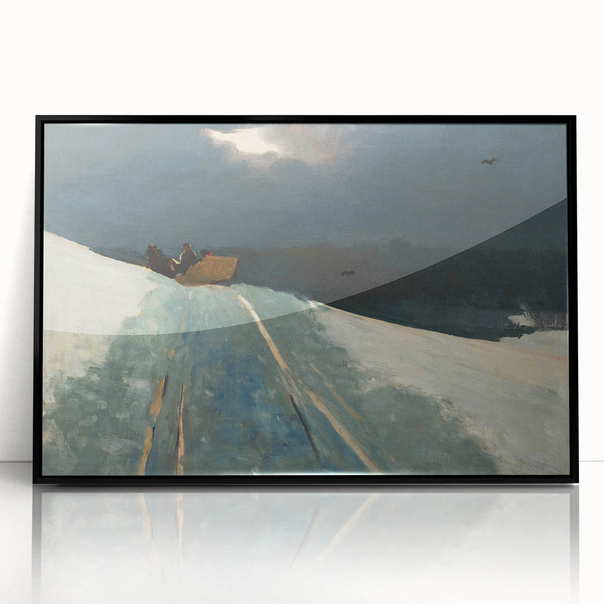 Realism Winter Landscape Art Print - Sleigh Ride by Winslow Homer