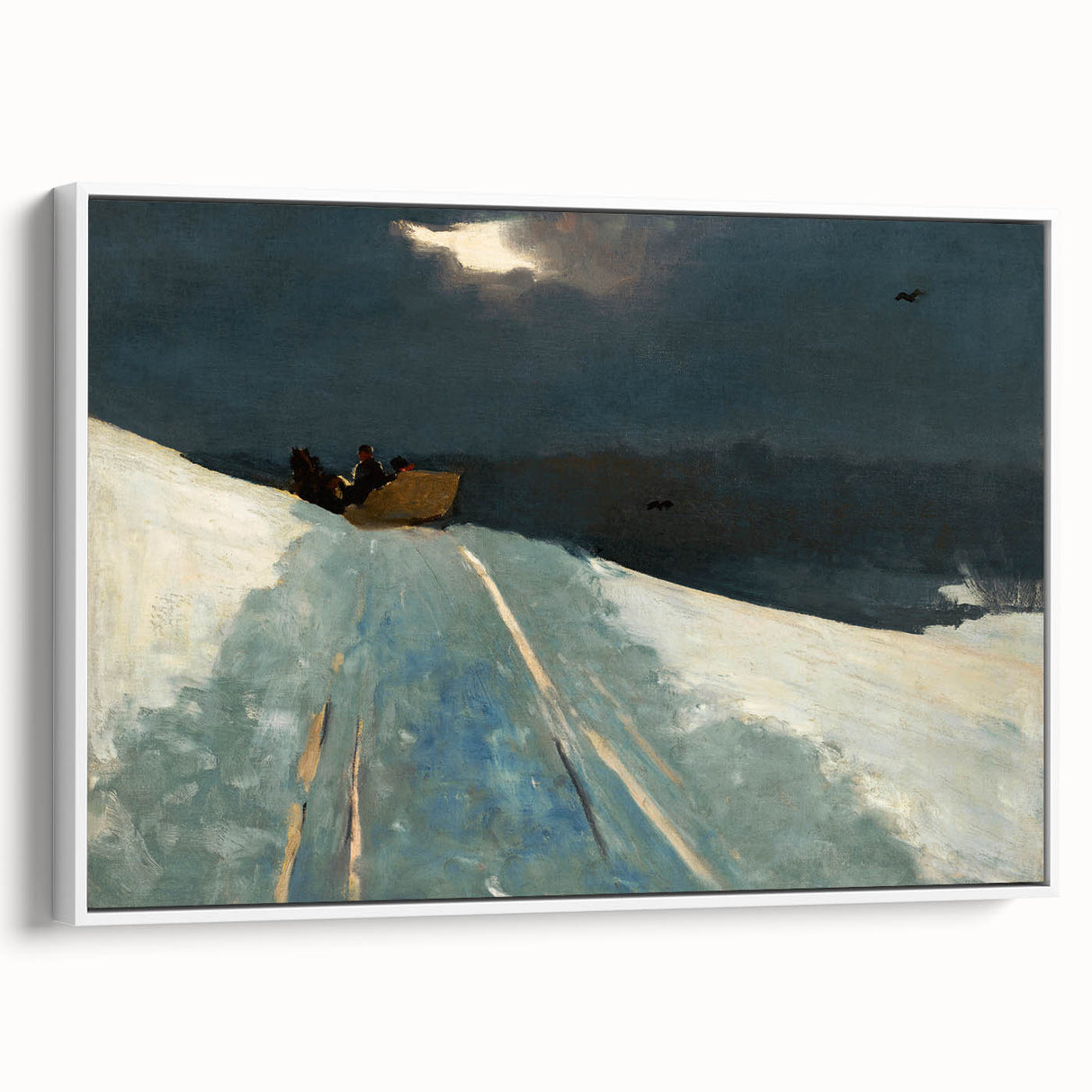 Realism Winter Landscape Art Print - Sleigh Ride by Winslow Homer