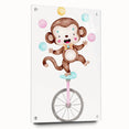 Circus Monkey Girls Room Wall Art - Playful Nursery Print