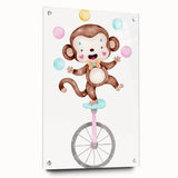 Circus Monkey Girls Room Wall Art - Playful Nursery Print