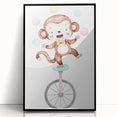 Circus Monkey Girls Room Wall Art - Playful Nursery Print