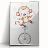 Circus Monkey Girls Room Wall Art - Playful Nursery Print