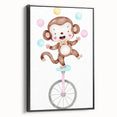 Circus Monkey Girls Room Wall Art - Playful Nursery Print