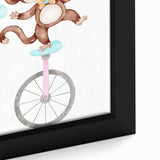 Circus Monkey Girls Room Wall Art - Playful Nursery Print