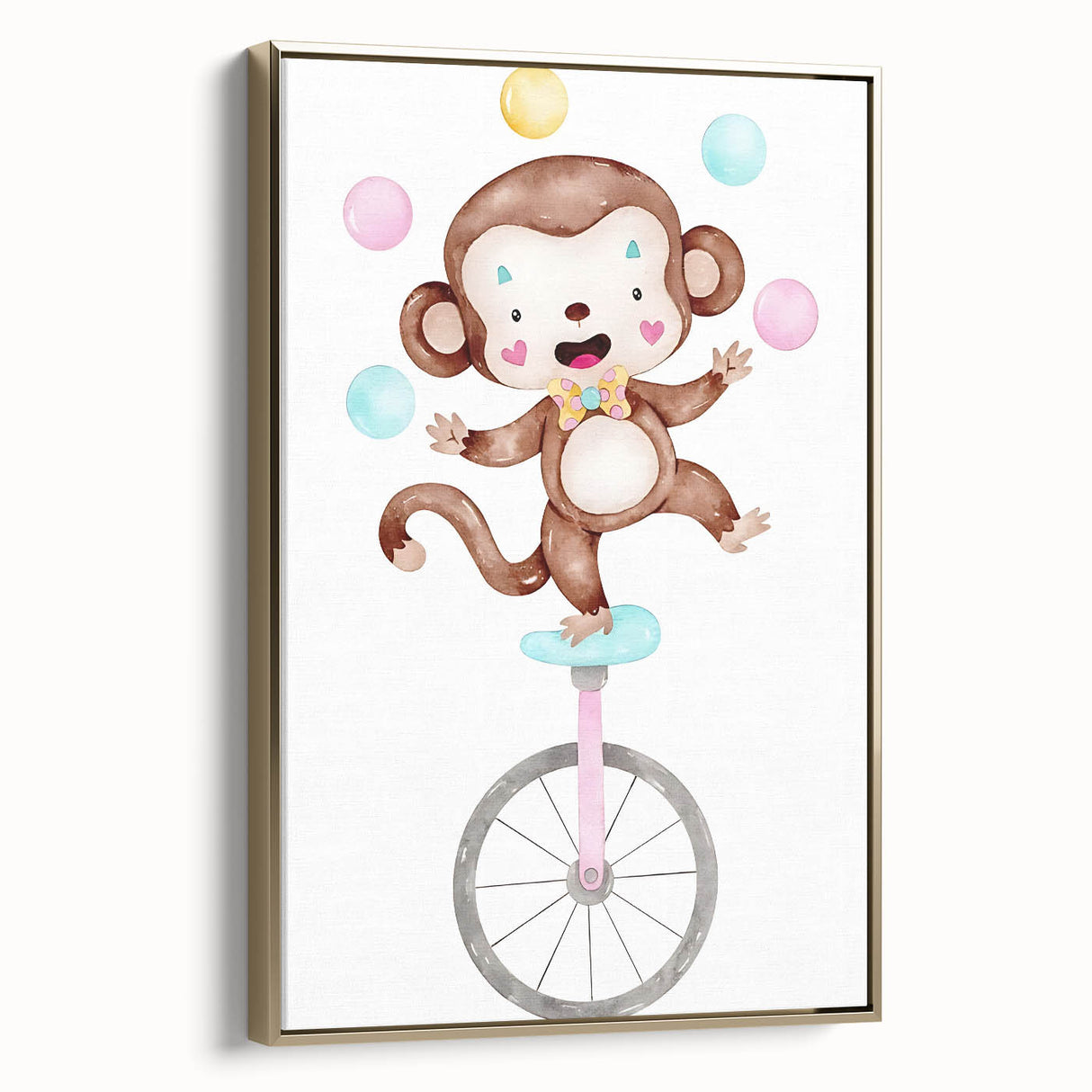 Circus Monkey Girls Room Wall Art - Playful Nursery Print