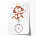 Circus Monkey Girls Room Wall Art - Playful Nursery Print