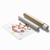 Circus Monkey Girls Room Wall Art - Playful Nursery Print