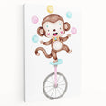 Circus Monkey Girls Room Wall Art - Playful Nursery Print