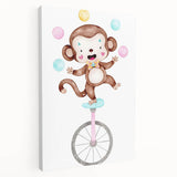Circus Monkey Girls Room Wall Art - Playful Nursery Print