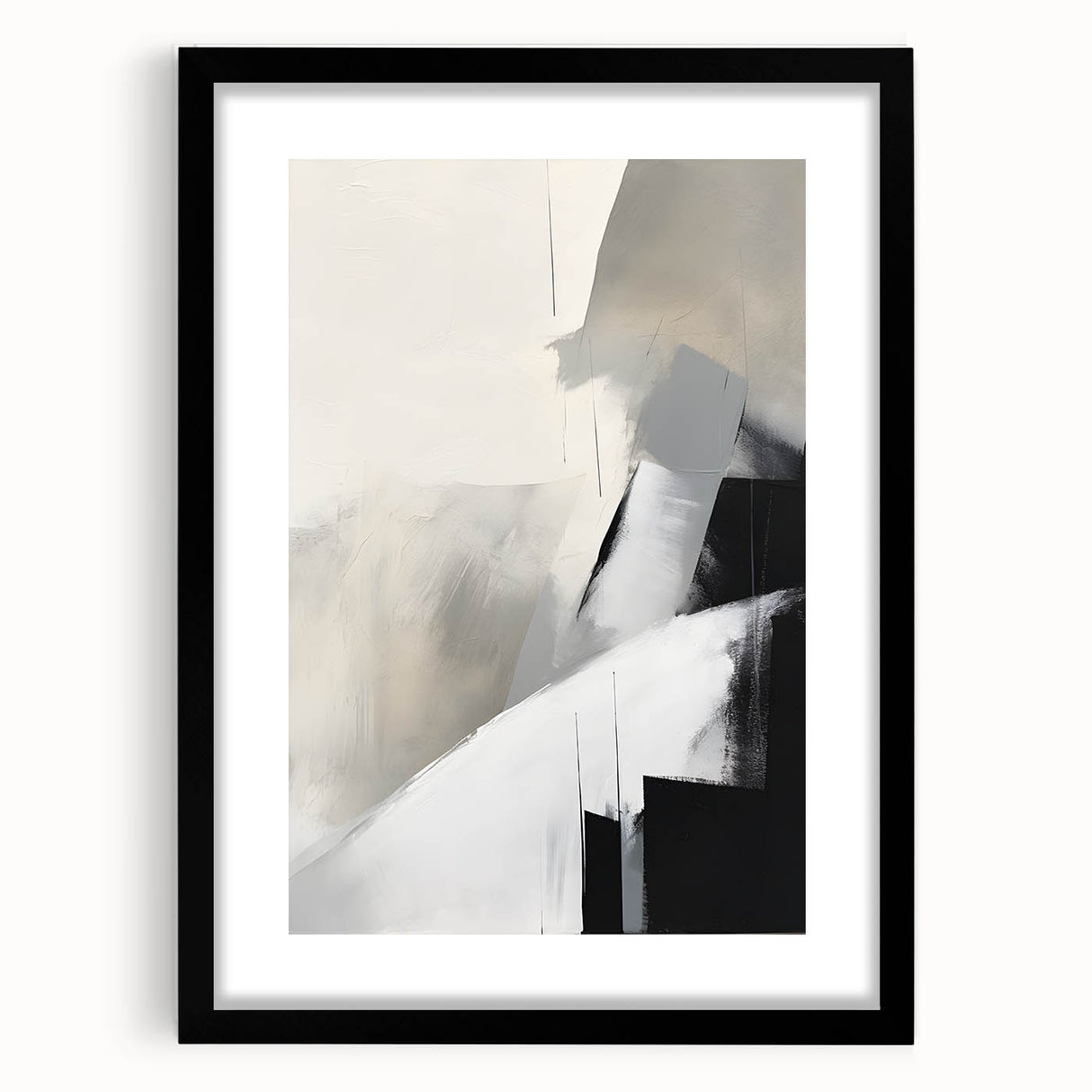 Framed Dining Room Prints – Abstract Neutral Black & Gray Art