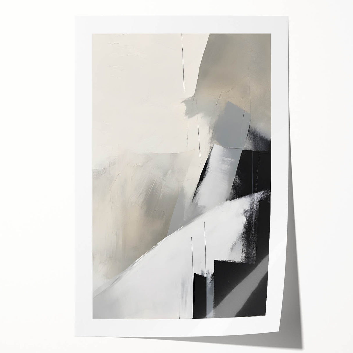 Framed Dining Room Prints – Abstract Neutral Black & Gray Art