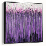 Framed canvas showcasing an abstract floral design with vibrant colors on a black background, highlighting intricate details and textures, ideal for modern home decor.