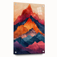 Abstract minimalist wall art design displayed in a side view, featuring vibrant acrylic colors and sleek glass finish, enhanced with decorative pins for a modern touch.