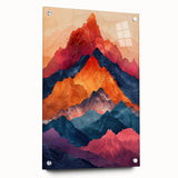 Abstract minimalist wall art design displayed in a side view, featuring vibrant acrylic colors and sleek glass finish, enhanced with decorative pins for a modern touch.