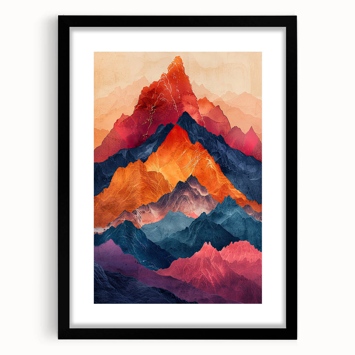 Abstract minimalist wall art framed with a black mat, showcasing a sleek design perfect for modern decor. Ideal for enhancing contemporary interiors with elegance.