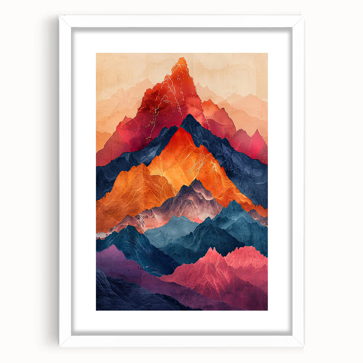 Abstract minimalist wall art framed in white mat, showcasing geometric shapes in soft pastel colors, ideal for modern home decor and artistic interiors.